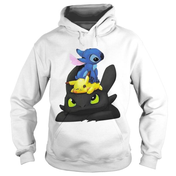 Stitch Pikachu and Toothless shirt