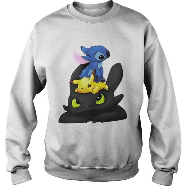 Stitch Pikachu and Toothless shirt