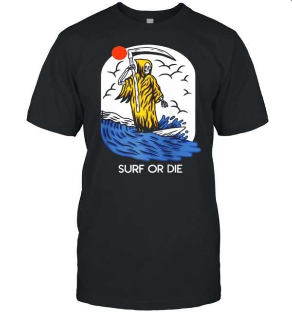 Surfing Skull Surfboard Reaper Surf Waves Summer Surfer Shirt