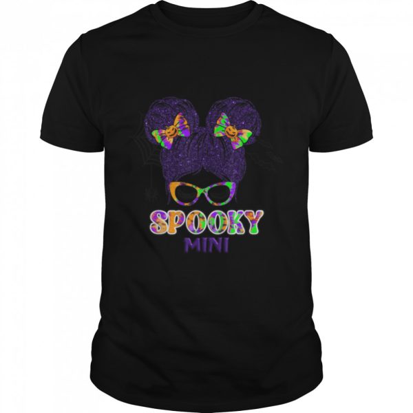 Tie dye Spooky Mini messy bun Halloween mom T-Shirt