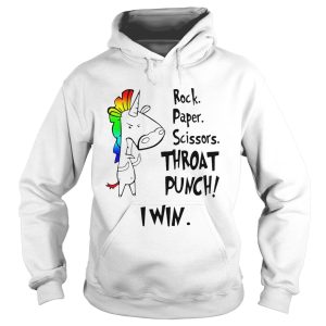 Unicorn rock paper scissors throat punch I win shirt 2
