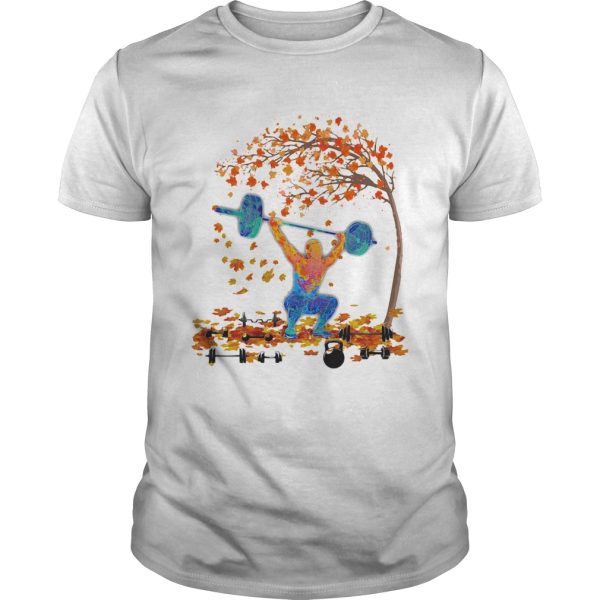 Weightlifting maple leaves tree shirt