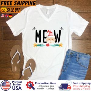 cat santa Meow merry christmas shirt 1