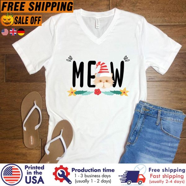 cat santa Meow merry christmas shirt