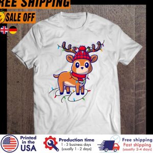 lights Reindeer Funny Believe 2021 Christmas shirt 1