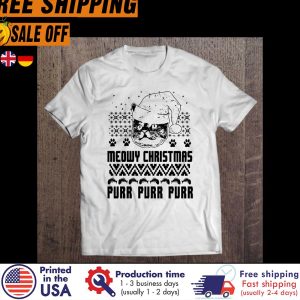 meowy Christmas Purr Purr Purr Black Cat Christmas shirt 2