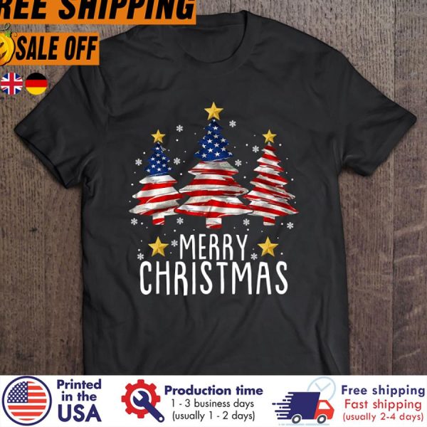 merry Christmas Tree American Flag 2021 shirt