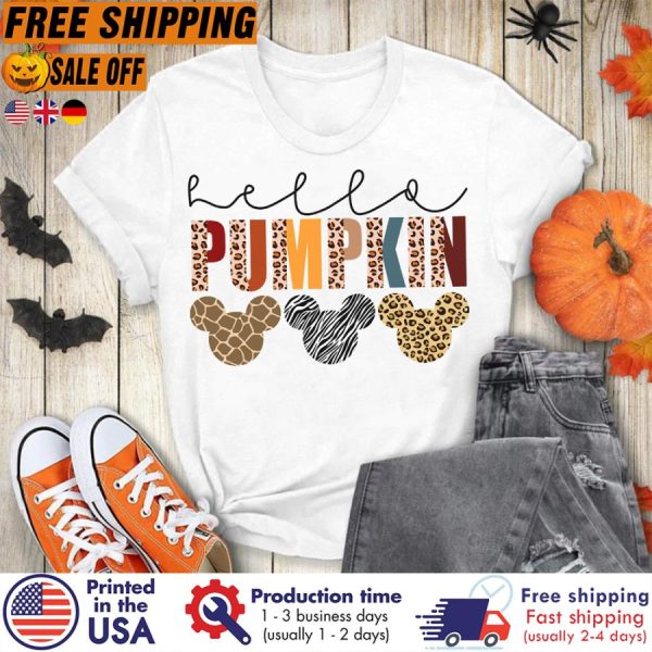 mickey head Hello pumpkin leopard shirt