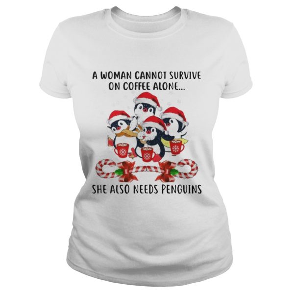 A Woman Cannot Survive On Coffee Alone Penguins Candy Christmas Sweater