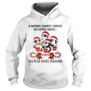 A Woman Cannot Survive On Coffee Alone Penguins Candy Christmas Sweater 2