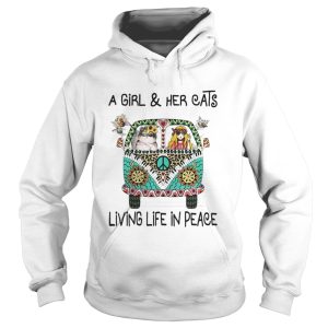A girl and her cats living life in peace shirt 2