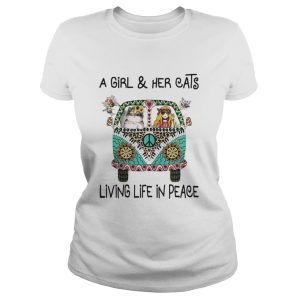 A girl and her cats living life in peace shirt 3