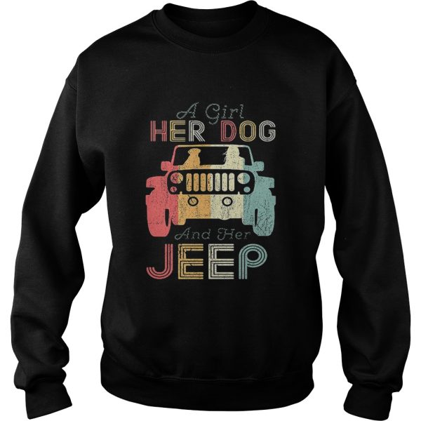 A girl her dog and her jeep shirt