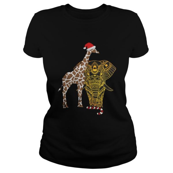 Adorable Gift For Christmas Eve Elephant Giraffe Shirt