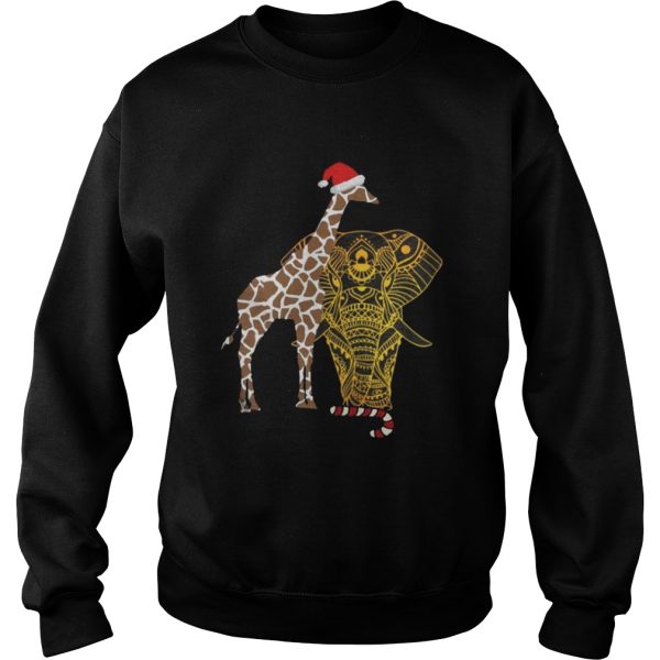 Adorable Gift For Christmas Eve Elephant Giraffe Shirt