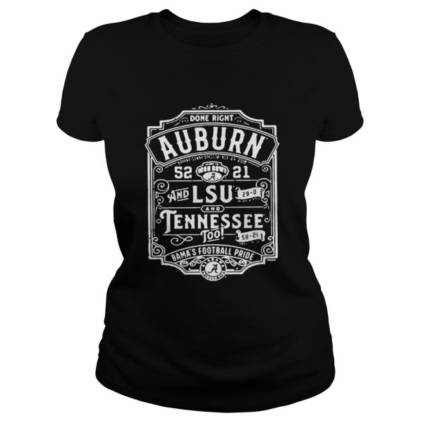 Auburn 52 21 Tennessee Bamas football pride shirt