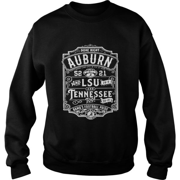 Auburn 52 21 Tennessee Bamas football pride shirt