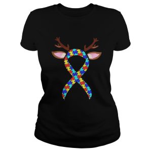 Autism Reindeer Ribbon Christmas Shirt 2