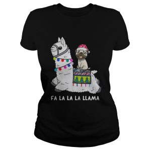 Baby Pug and Fa la la la llama christmas shirt 2