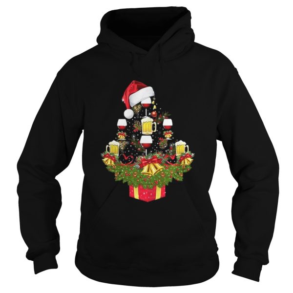 Beer and wine Christmas tree shirt