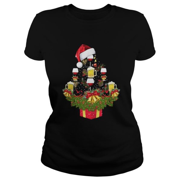 Beer and wine Christmas tree shirt