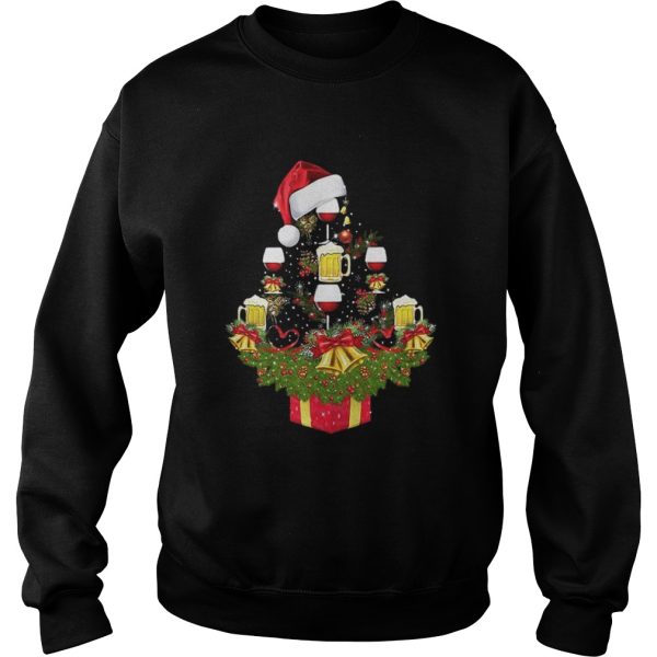 Beer and wine Christmas tree shirt