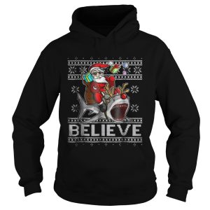 Believe in Santa Riding Shark Christmas Ugly Shirt 1