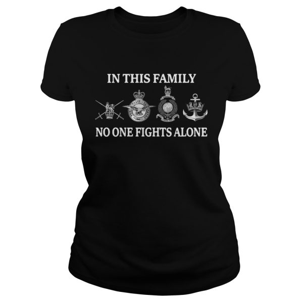 British Army Royal Air Force Royal Marines British Royal Navy in this family no one fights alone shirt