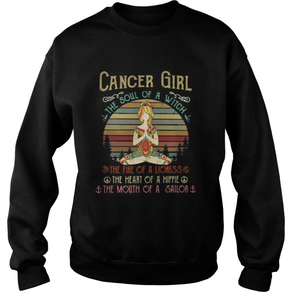 Cancer girl the soul of a witch the fire of a lioness the heart of a hippie shirt