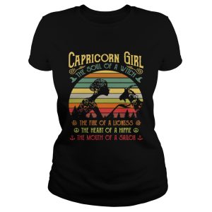Capricorn girl the soul of a witch the fire of the lioness the heart of a hippie shirt 2