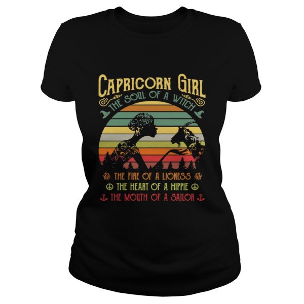 Capricorn girl the soul of a witch the fire of the lioness the heart of a hippie shirt