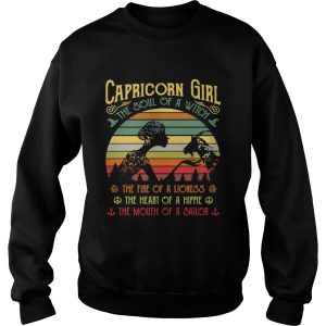 Capricorn girl the soul of a witch the fire of the lioness the heart of a hippie shirt 3