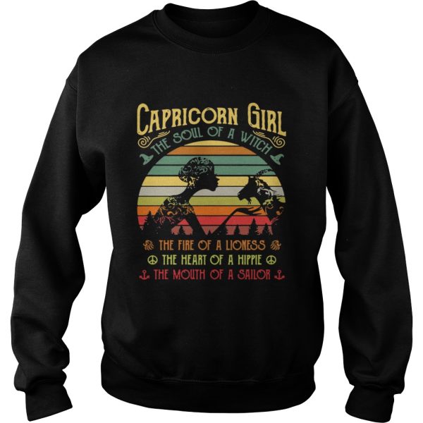 Capricorn girl the soul of a witch the fire of the lioness the heart of a hippie shirt