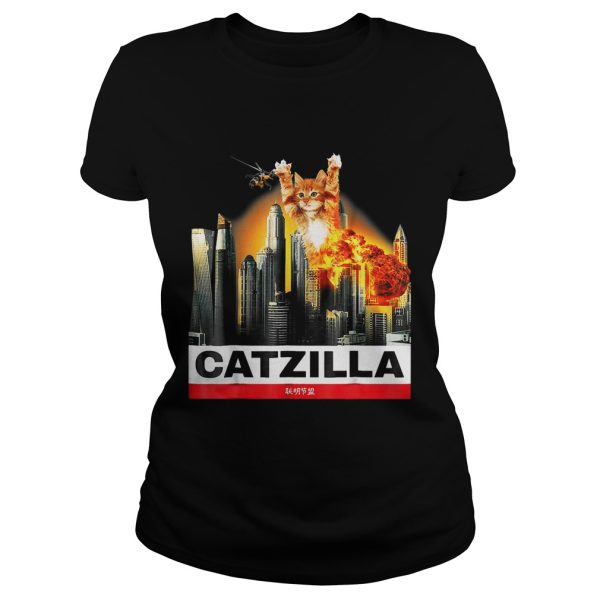 Cat Catzilla Godzilla shirt