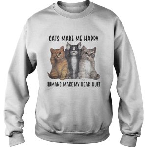Cats make me happy humans make my head hurt shirt 2