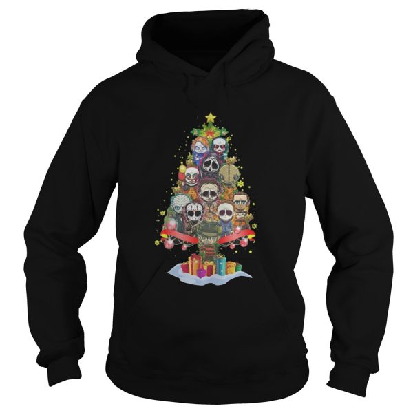 Chibi horror movie characters christmas tree shirt