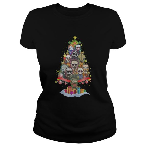 Chibi horror movie characters christmas tree shirt