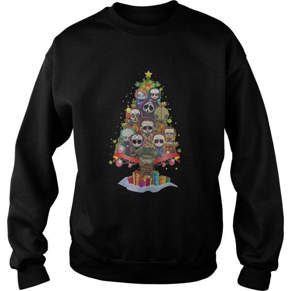 Chibi horror movie characters christmas tree shirt