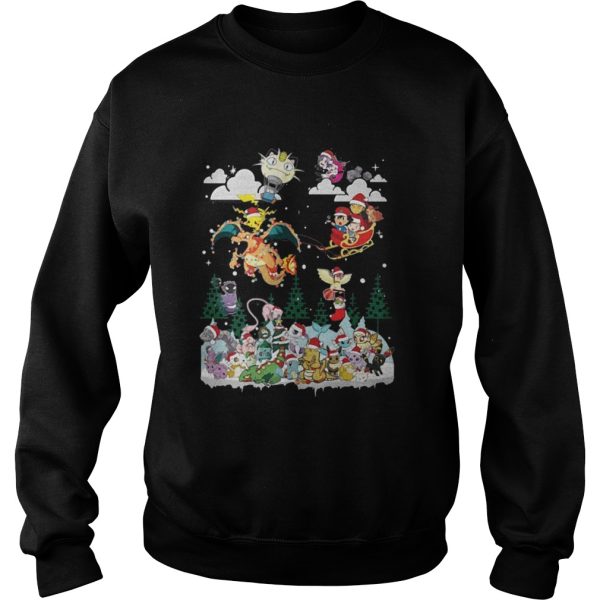 Christmas Santa Charizard and Pikachu Sleigh Pokemon sweater