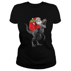 Christmas Santa Riding A Velociraptor Blue Shirt 1 Christmas Santa Riding A Velociraptor Blue Shirt 2