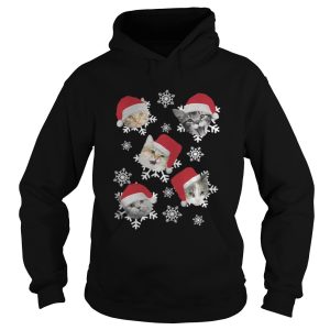 Christmas Snow cat emotion Santa hat shirt 1