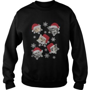 Christmas Snow cat emotion Santa hat shirt 3