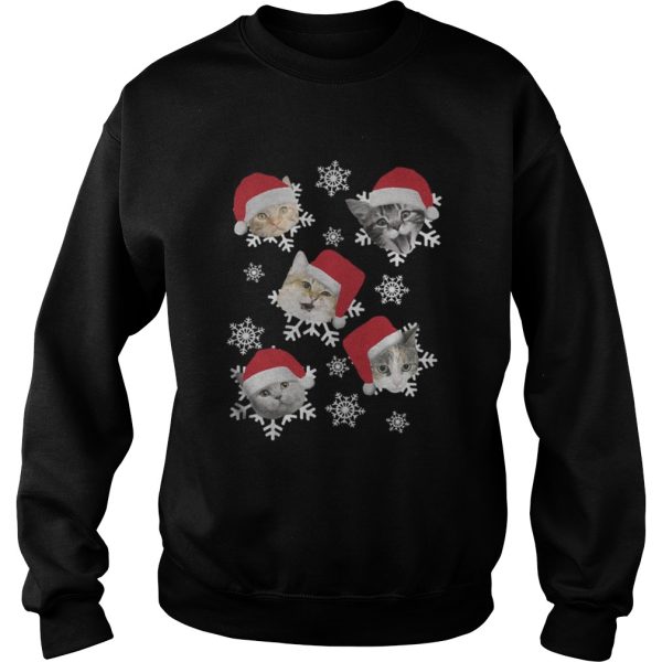 Christmas Snow cat emotion Santa hat shirt