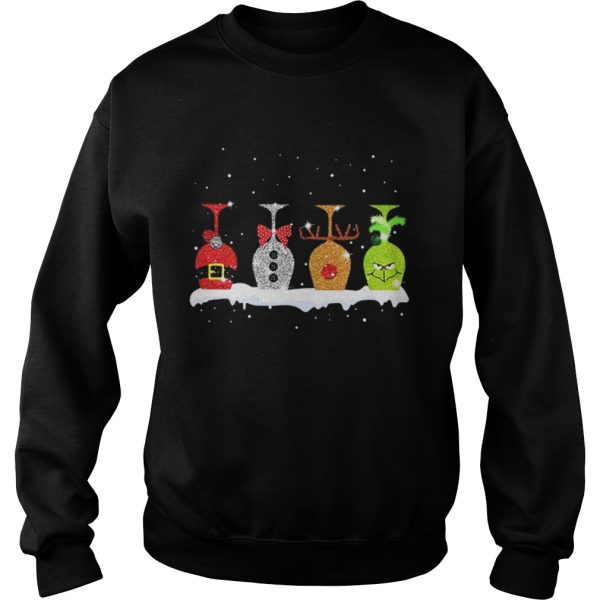 Christmas wine glasses Grinch shirt