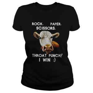 Cow Rock paper scissors throat punch I win shirt 1