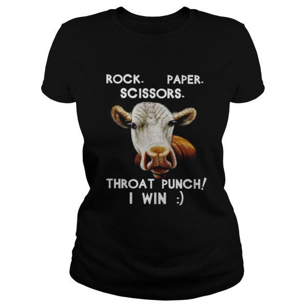 Cow Rock paper scissors throat punch I win shirt