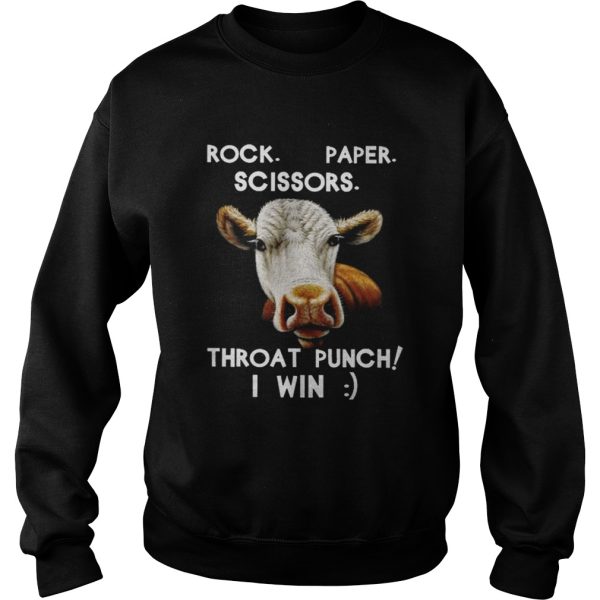 Cow Rock paper scissors throat punch I win shirt