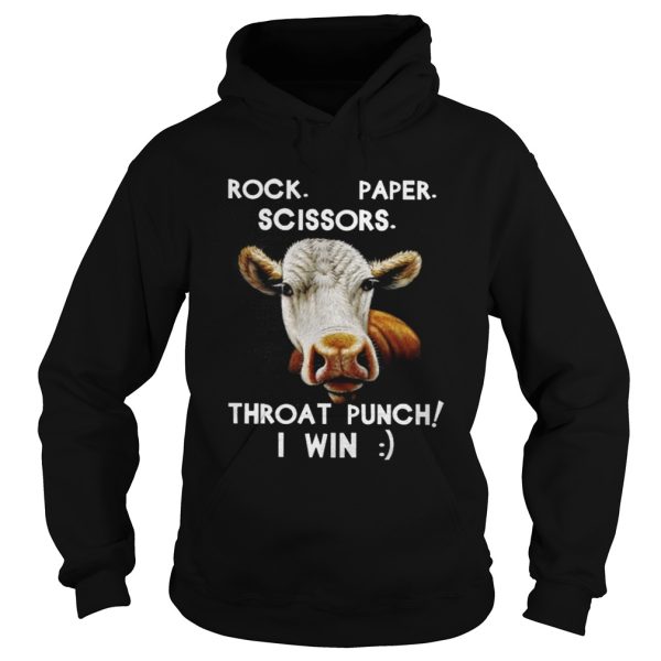 Cow Rock paper scissors throat punch I win shirt