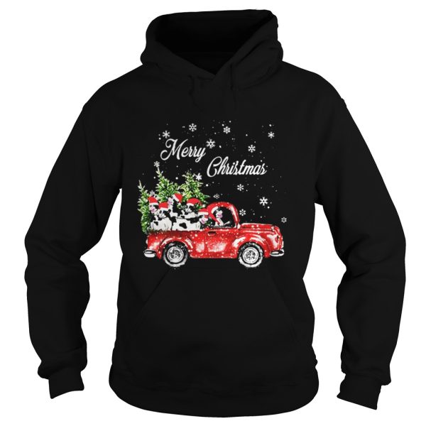 Cow drives truck merry Christmas shirt