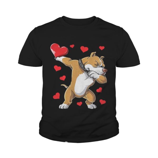 Dabbing Pit Bull Valentines Day Dog Lover Heart Shirt